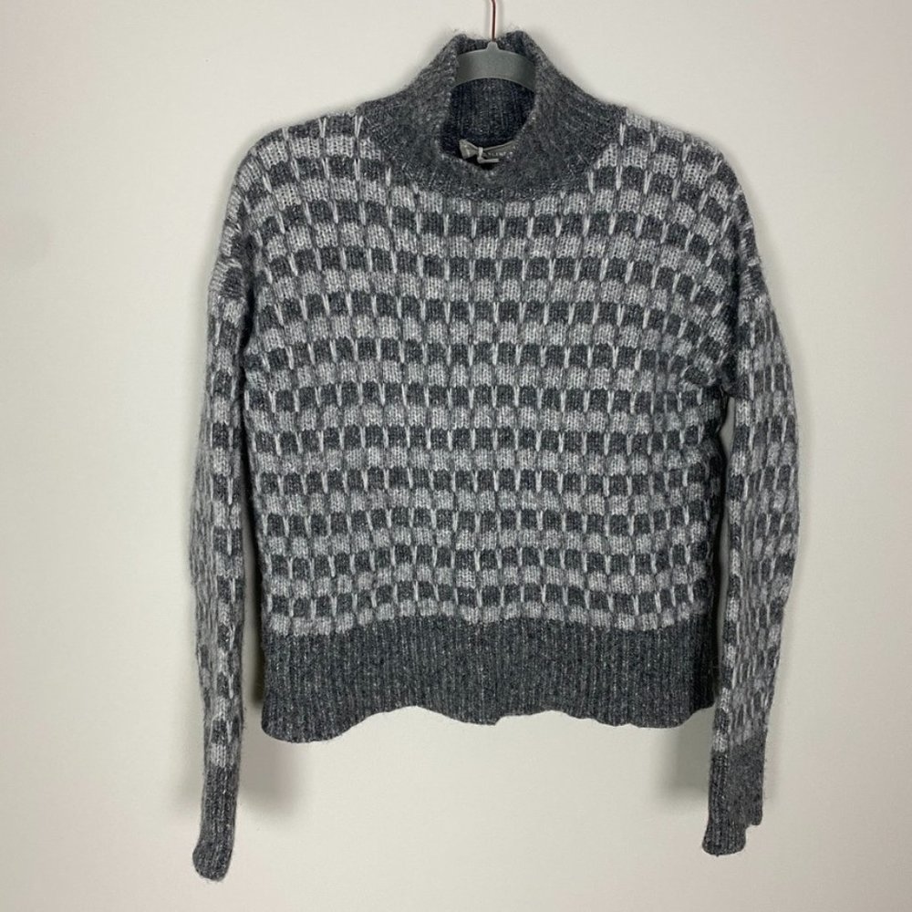 Everlane The Cloud Checkered Turtleneck Sweater Heathered Charcoal Womens Medium